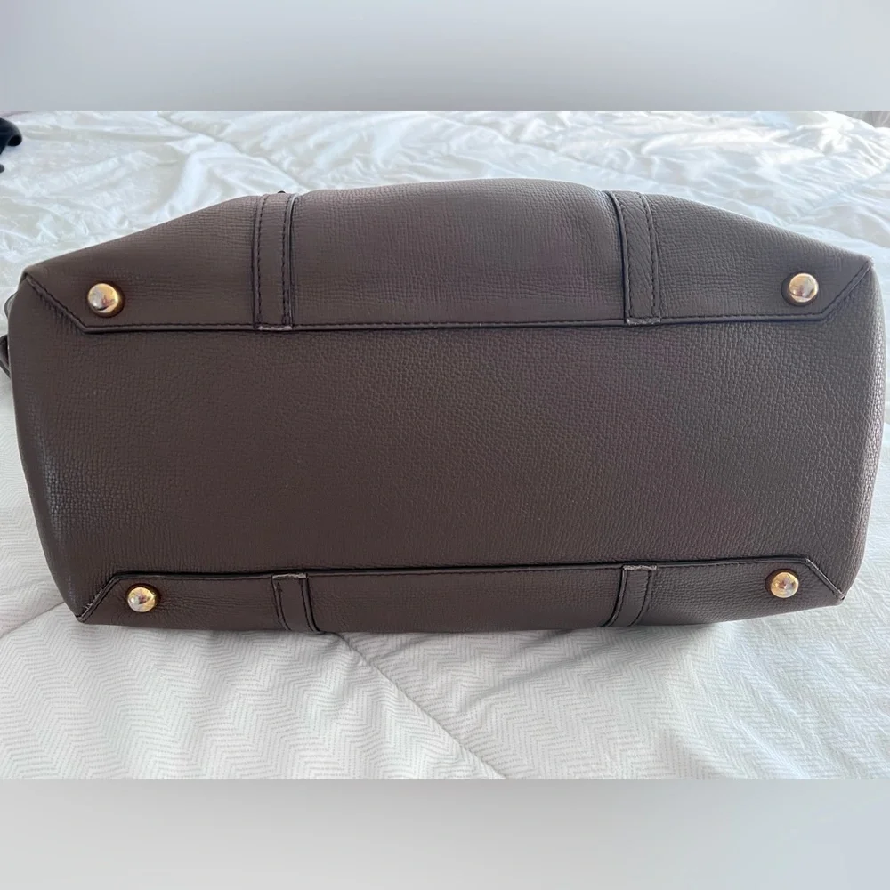 Burberry Brown Leather Tote with Classic Check Trim
